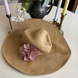 Sun Hat with Pink Flower Accent